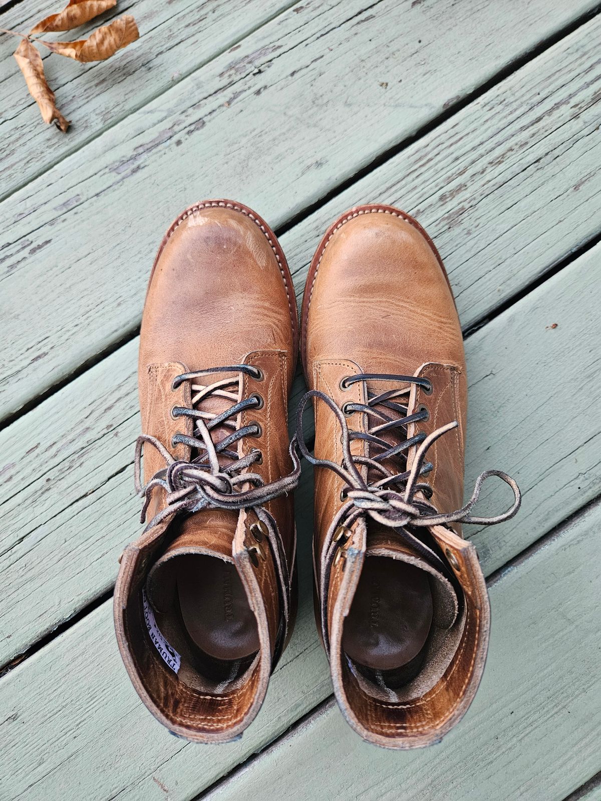Photo by AJThrash on November 3, 2024 of the Truman Plain Toe Boot in Horween Natural Cypress.