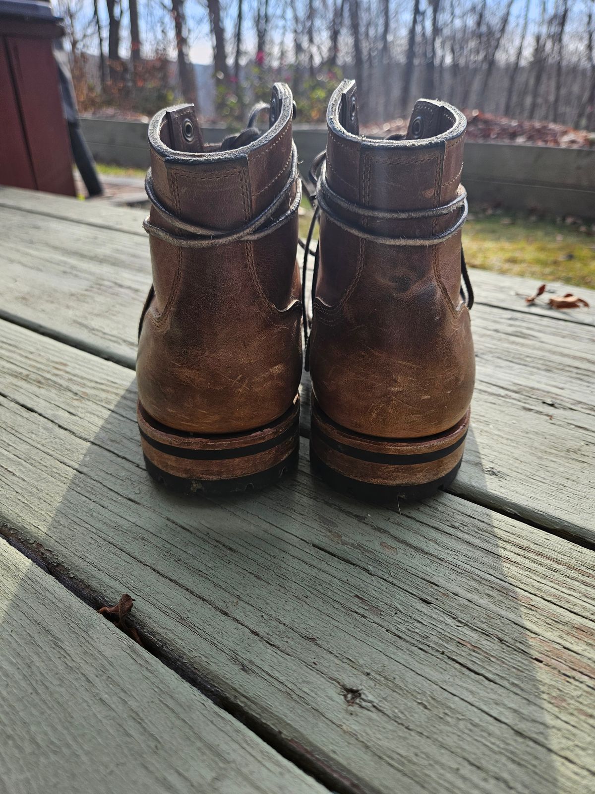 Photo by AJThrash on December 1, 2024 of the Truman Plain Toe Boot in Horween Natural Cypress.