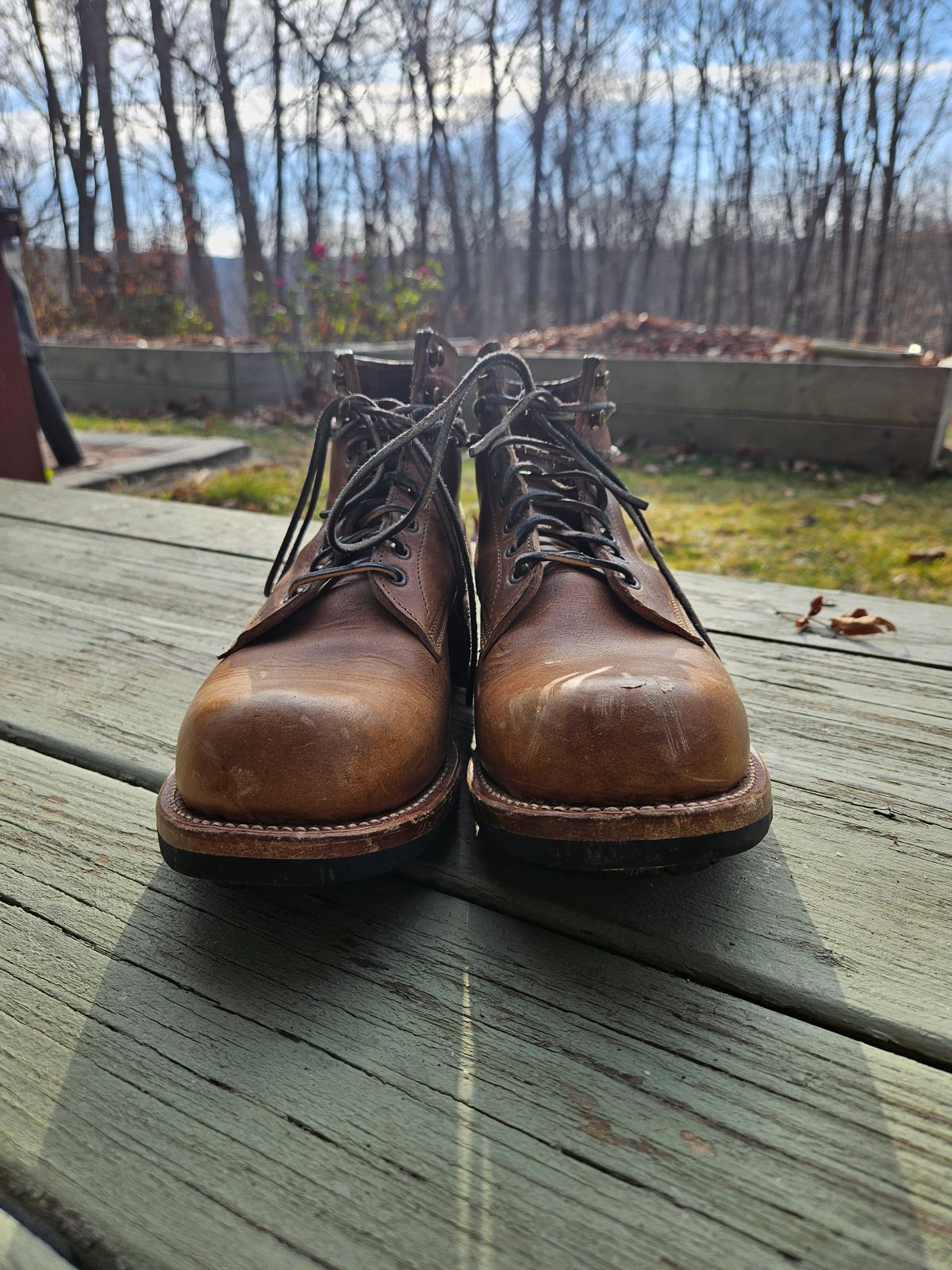 Photo by AJThrash on December 1, 2024 of the Truman Plain Toe Boot in Horween Natural Cypress.