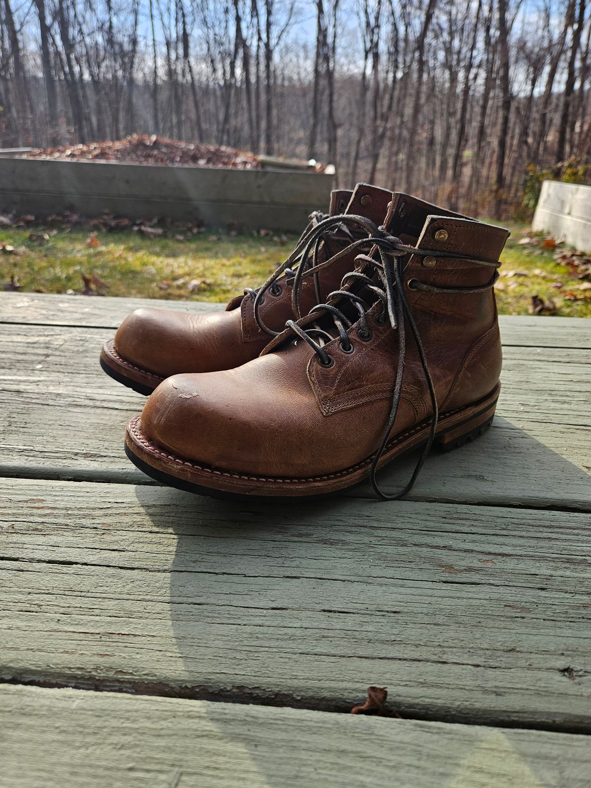 Photo by AJThrash on December 1, 2024 of the Truman Plain Toe Boot in Horween Natural Cypress.