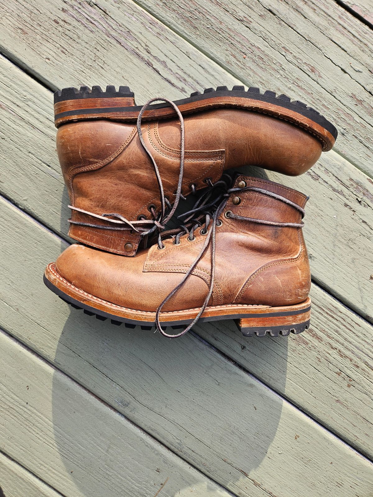 Photo by AJThrash on December 1, 2024 of the Truman Plain Toe Boot in Horween Natural Cypress.