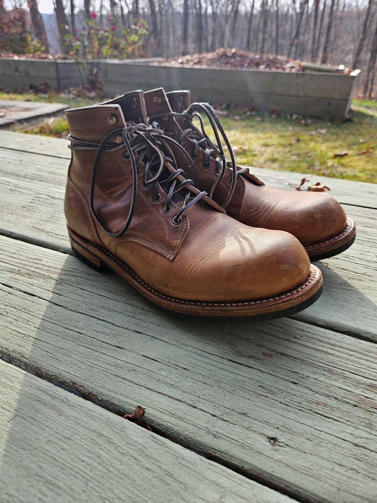 Photo by AJThrash on December 1, 2024 of the Truman Plain Toe Boot in Horween Natural Cypress.