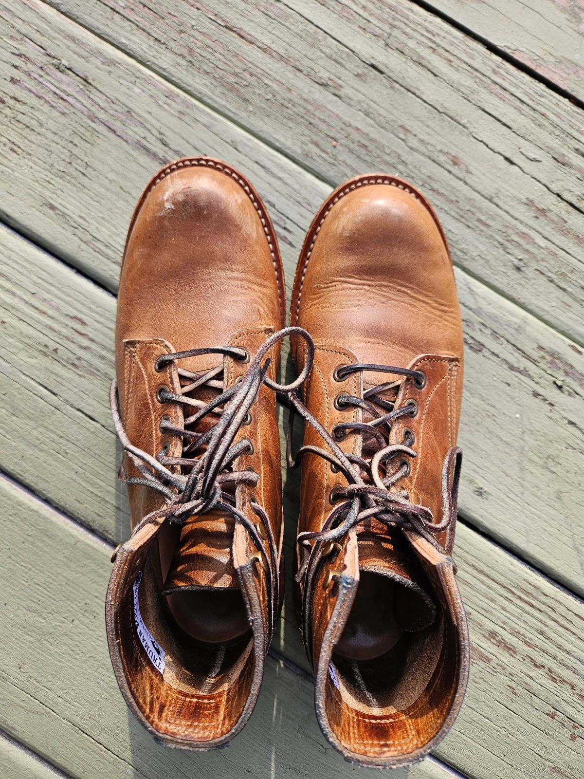 Photo by AJThrash on December 1, 2024 of the Truman Plain Toe Boot in Horween Natural Cypress.