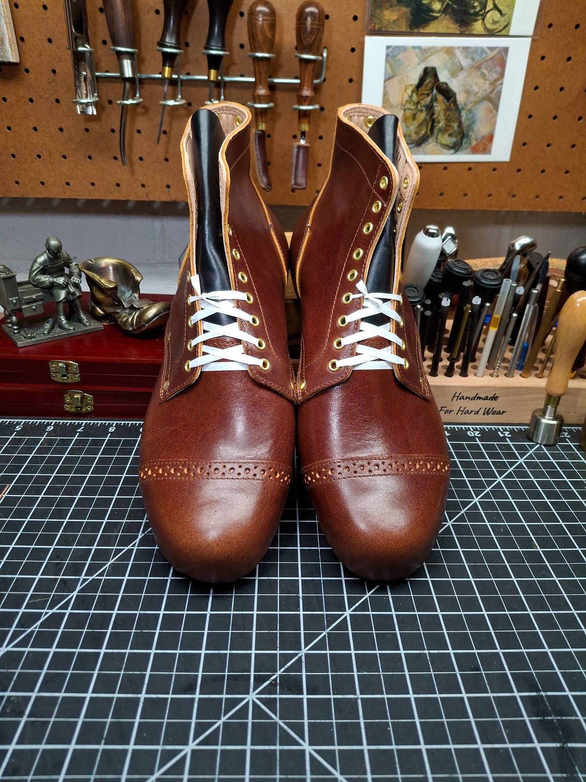 Photo by RawCordedSoul on March 29, 2025 of the New River Boot BARKSDALE in Horween Cognac Aspen Double Horsefront.
