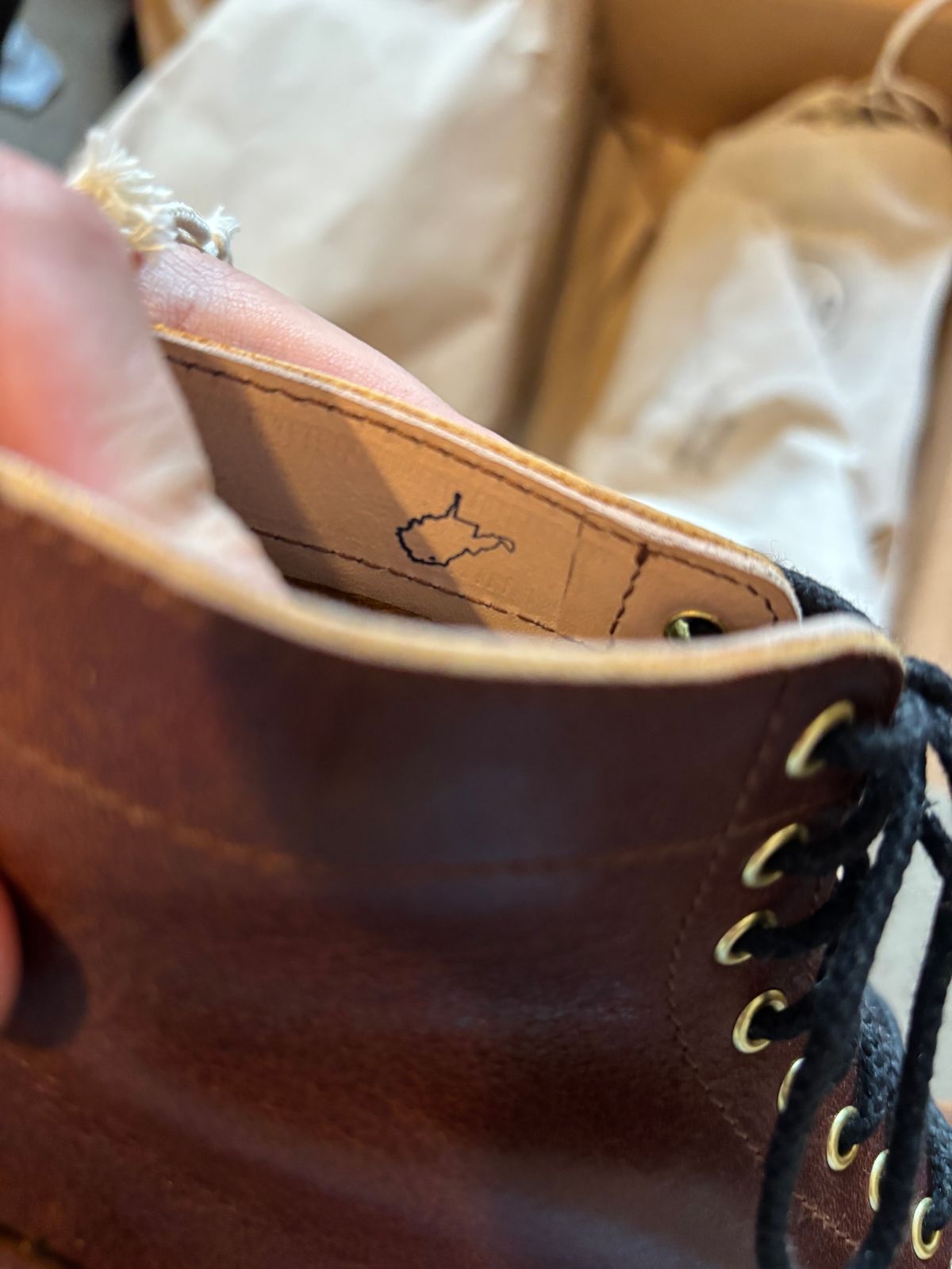 Photo by RawCordedSoul on April 12, 2025 of the New River Boot BARKSDALE in Horween Cognac Aspen Double Horsefront.