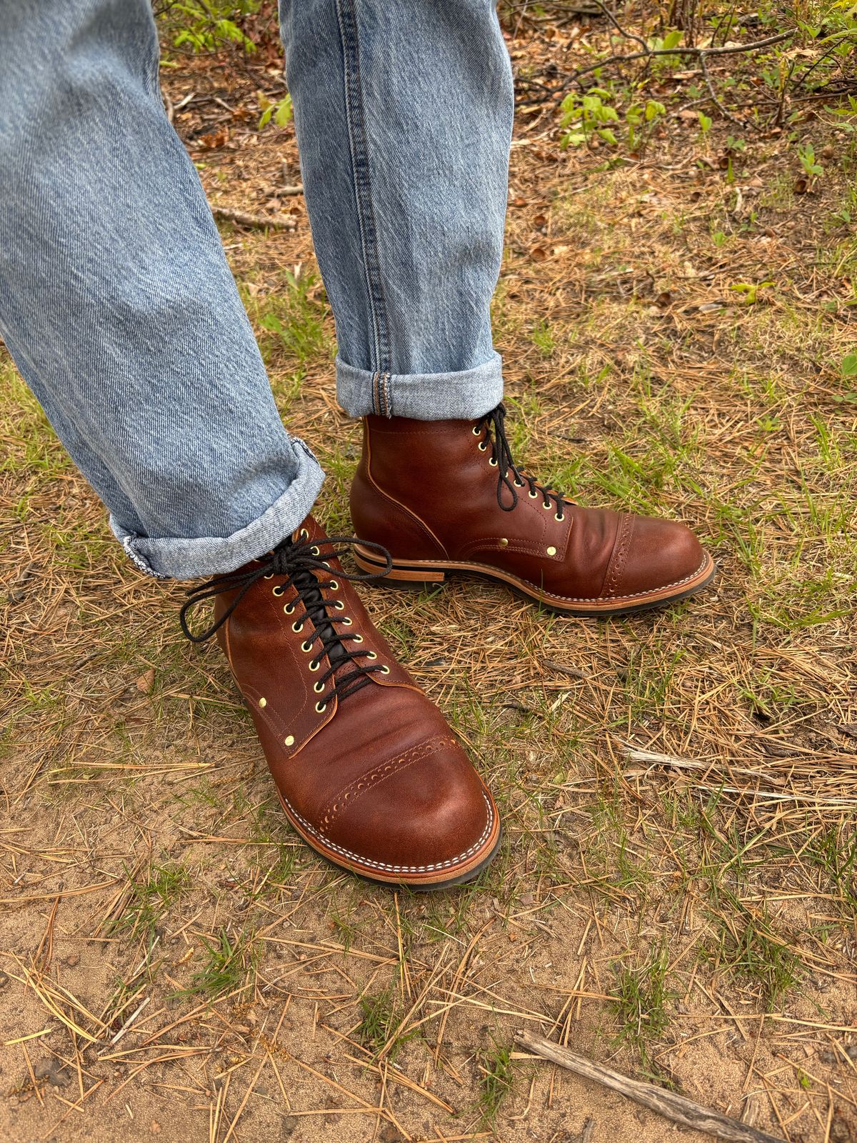 Photo by Asian on May 21, 2025 of the New River Boot BARKSDALE in Horween Cognac Aspen Double Horsefront.
