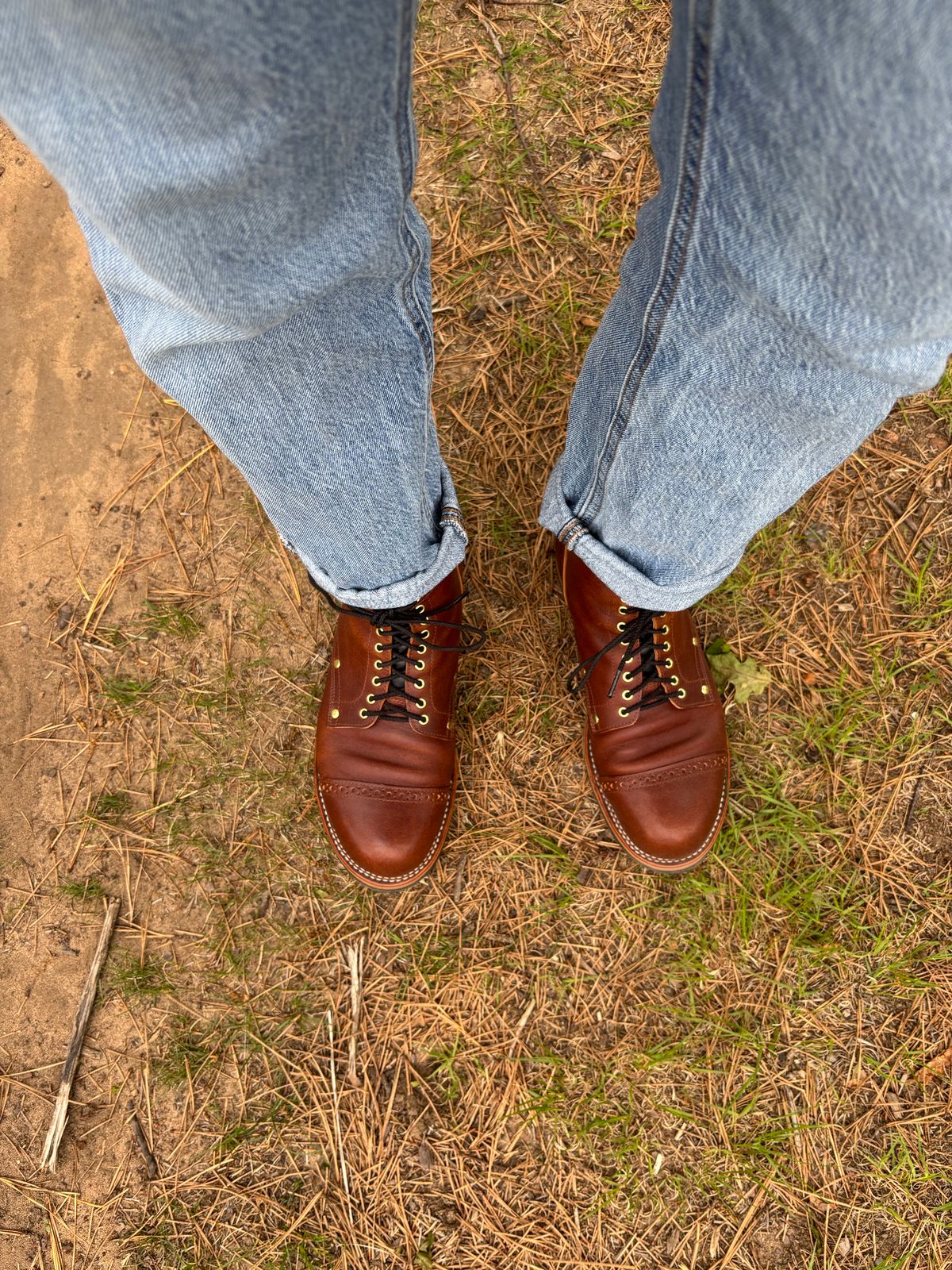 Photo by Asian on May 21, 2025 of the New River Boot BARKSDALE in Horween Cognac Aspen Double Horsefront.