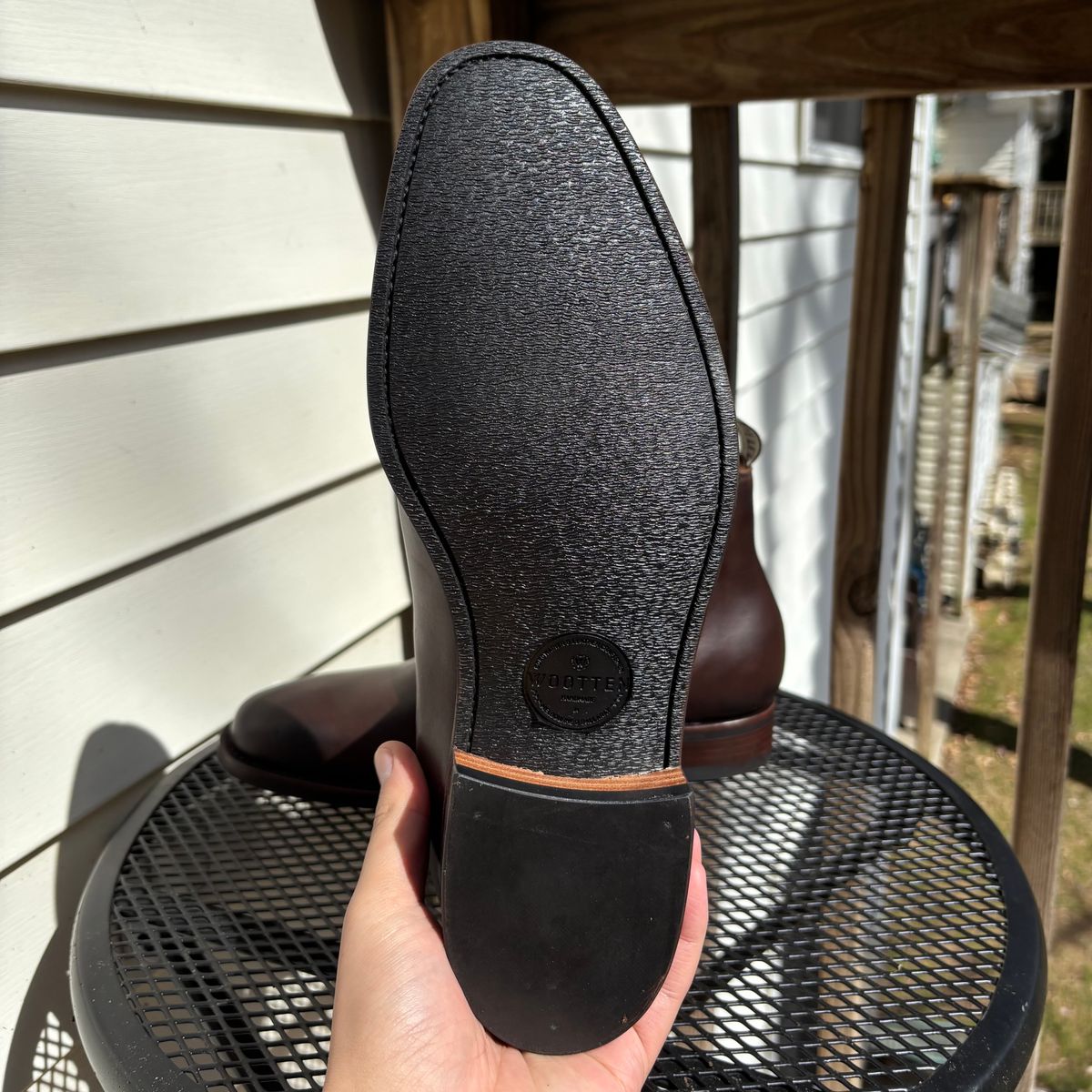 Photo by RawCordedSoul on March 28, 2025 of the Wootten Cordwainers Jack Gusset Originals in Geelong Teak Chrometan.