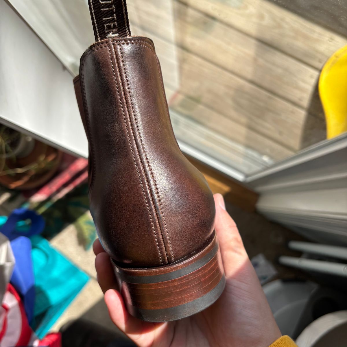 Photo by RawCordedSoul on March 28, 2025 of the Wootten Cordwainers Jack Gusset Originals in Geelong Teak Chrometan.