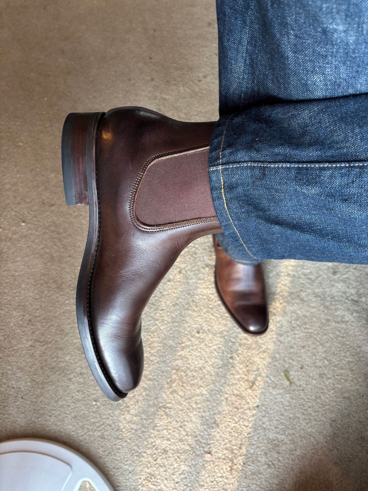 Photo by Asian on December 12, 2025 of the Wootten Cordwainers Jack Gusset Originals in Geelong Teak Chrometan.