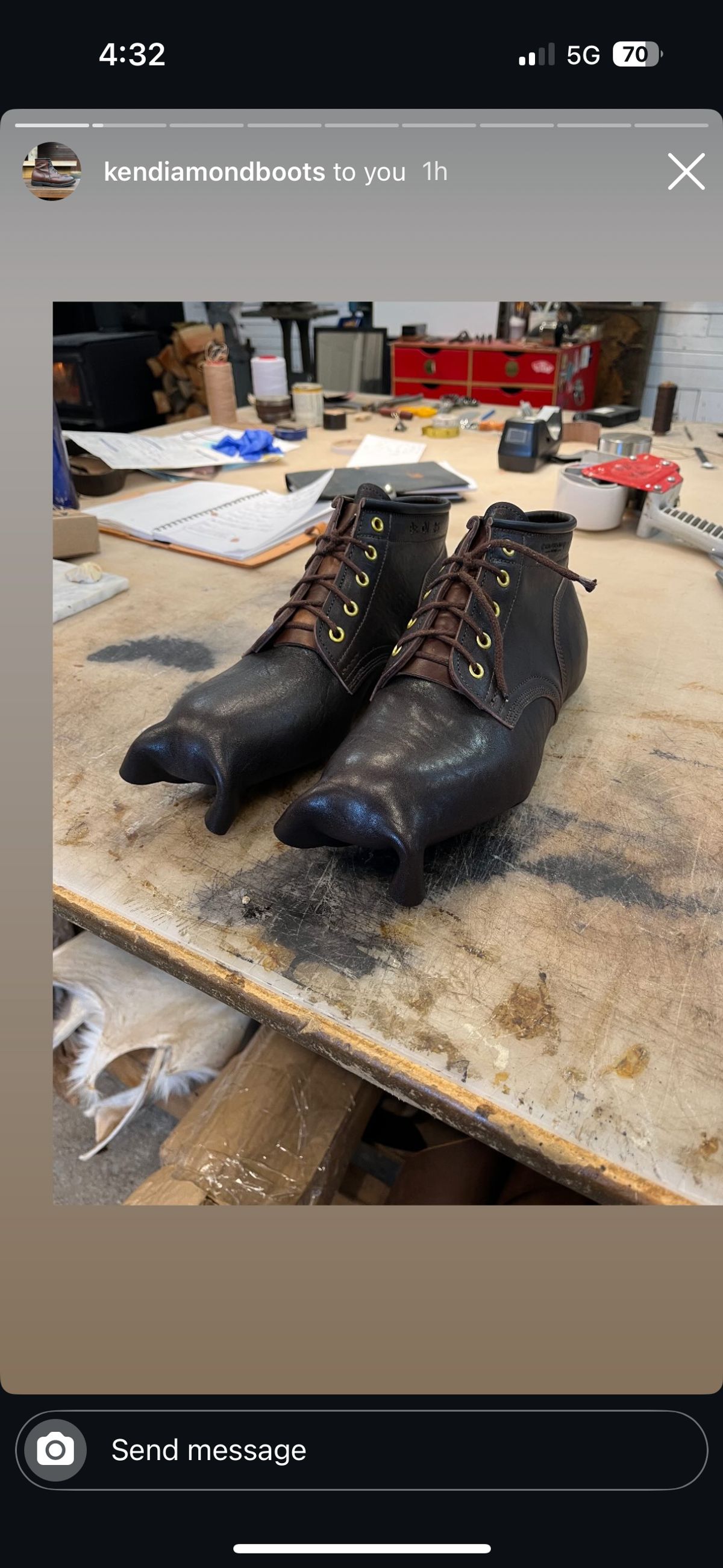 Photo by RawCordedSoul on February 4, 2025 of the Ken Diamond 1/2 Cut in Horween Dark Brown Aspen Double Horsefront.