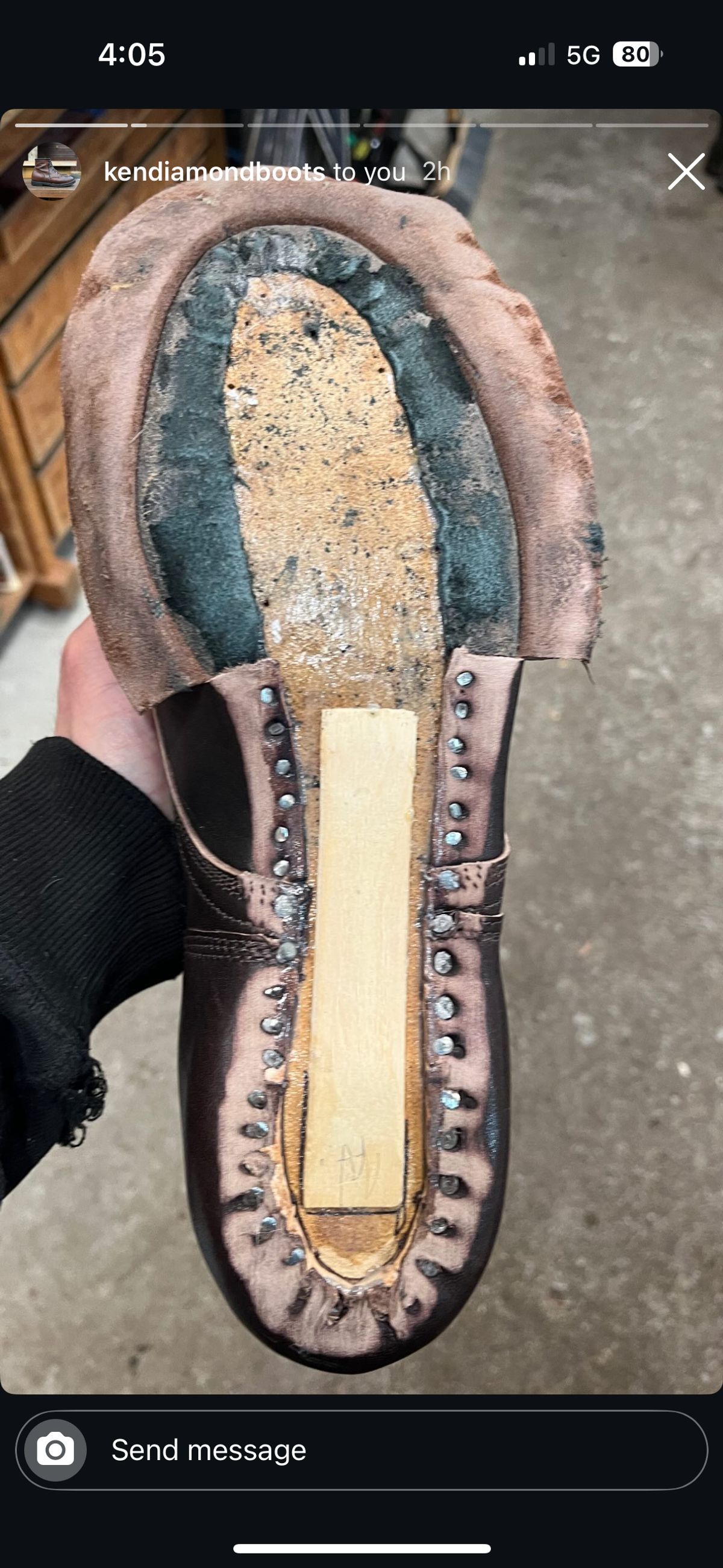 Photo by RawCordedSoul on February 11, 2025 of the Ken Diamond 1/2 Cut in Horween Dark Brown Aspen Double Horsefront.