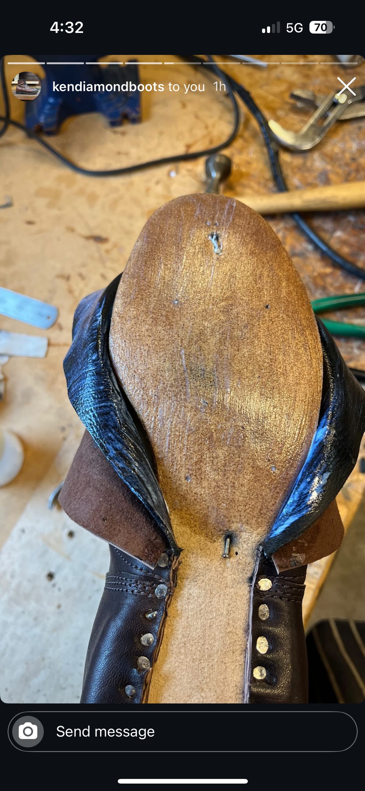 Photo by RawCordedSoul on February 4, 2025 of the Ken Diamond 1/2 Cut in Horween Dark Brown Aspen Double Horsefront.