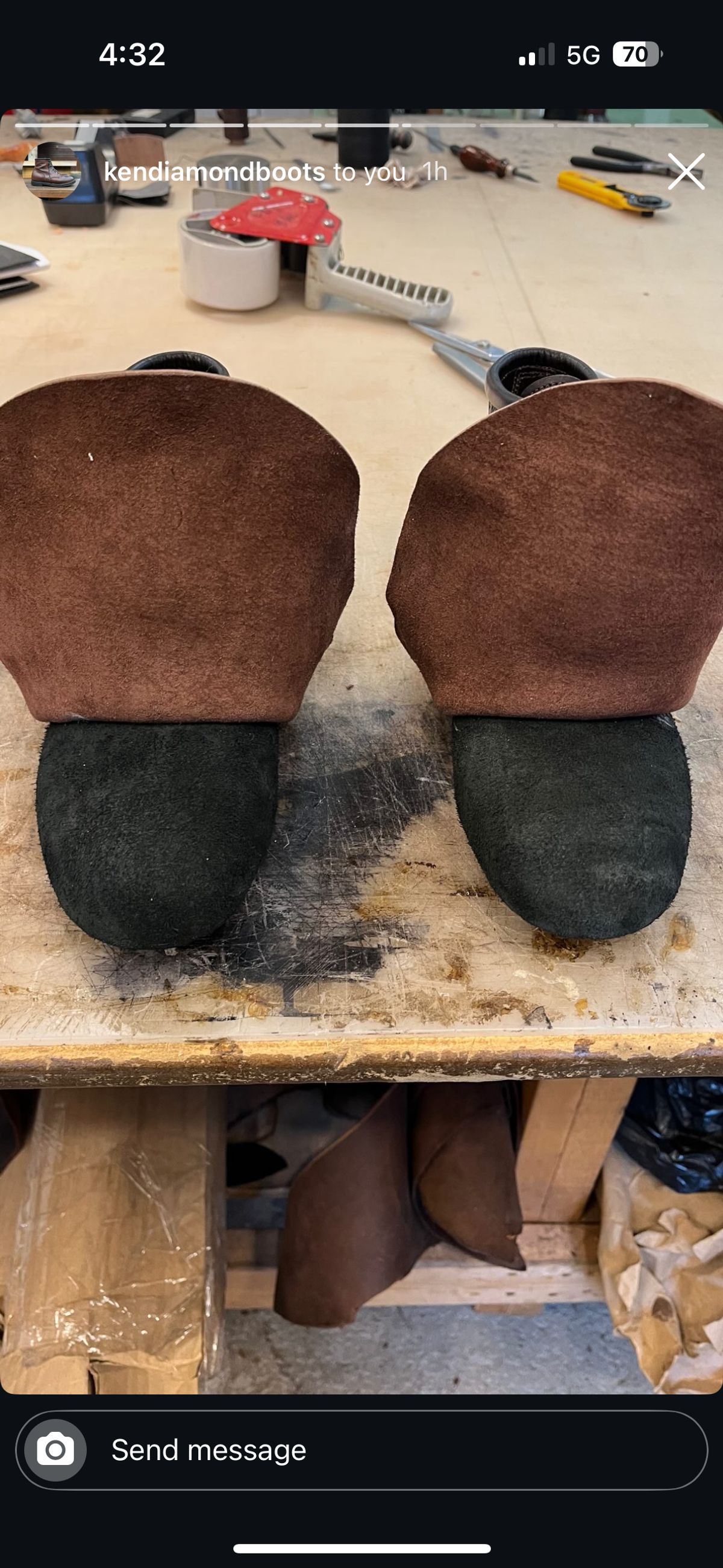 Photo by RawCordedSoul on February 4, 2025 of the Ken Diamond 1/2 Cut in Horween Dark Brown Aspen Double Horsefront.