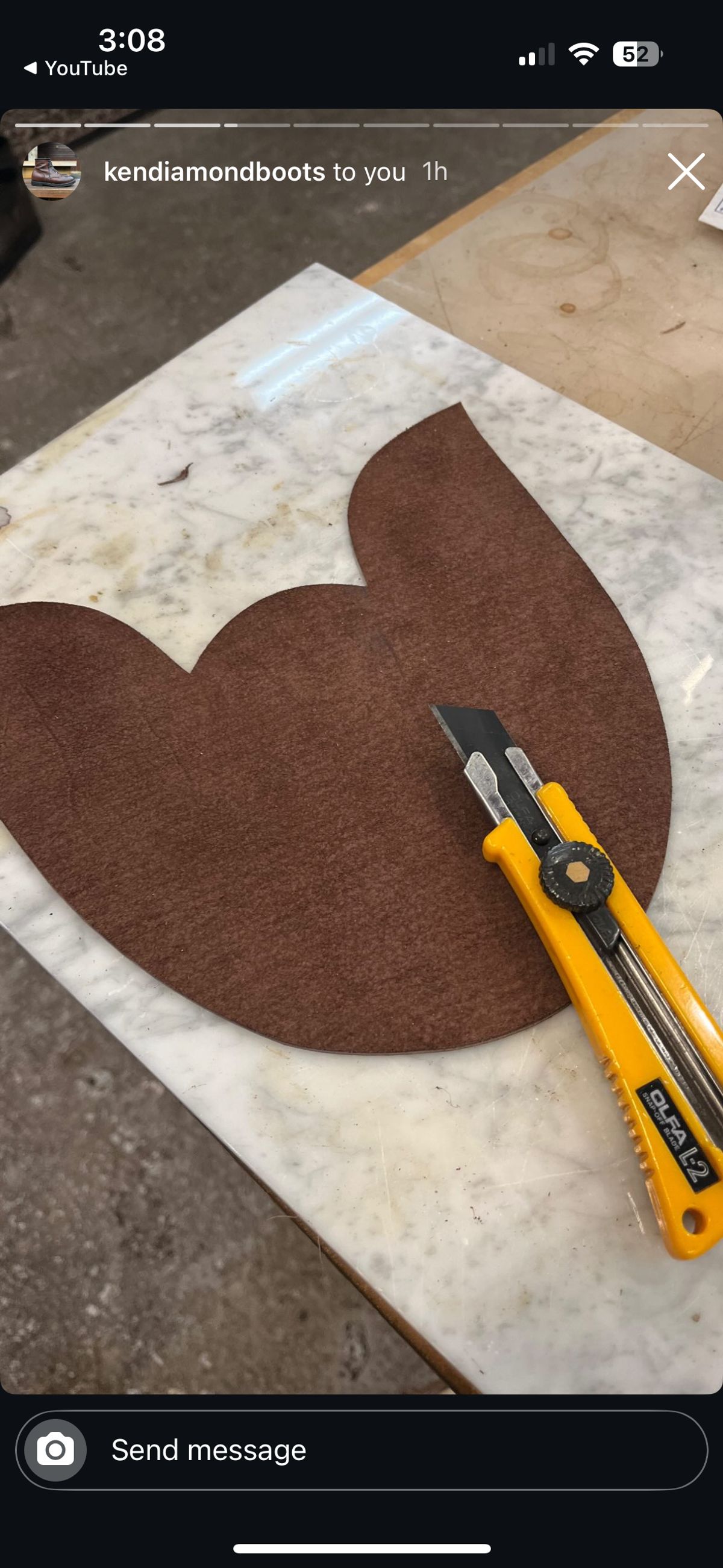 Photo by RawCordedSoul on January 29, 2025 of the Ken Diamond 1/2 Cut in Horween Dark Brown Aspen Double Horsefront.