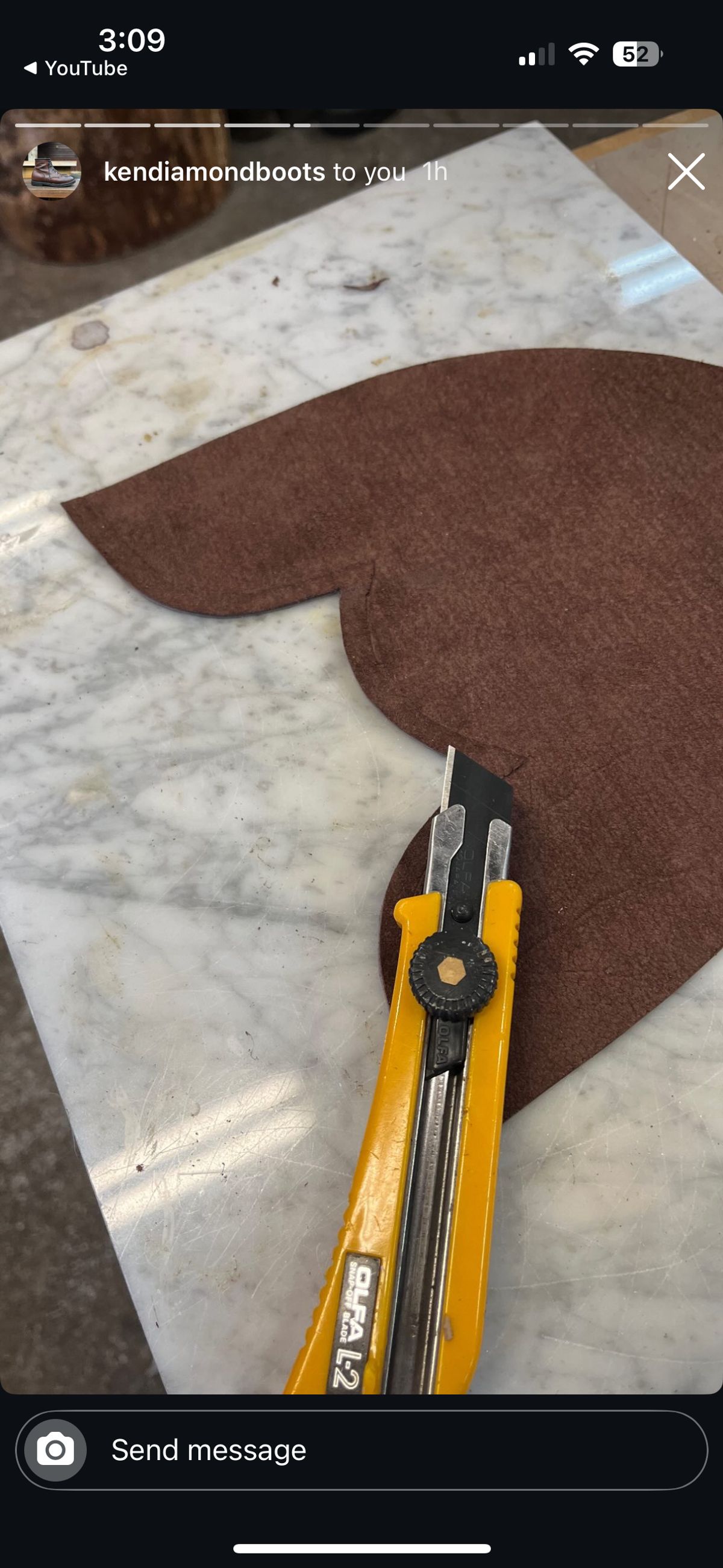 Photo by RawCordedSoul on January 29, 2025 of the Ken Diamond 1/2 Cut in Horween Dark Brown Aspen Double Horsefront.