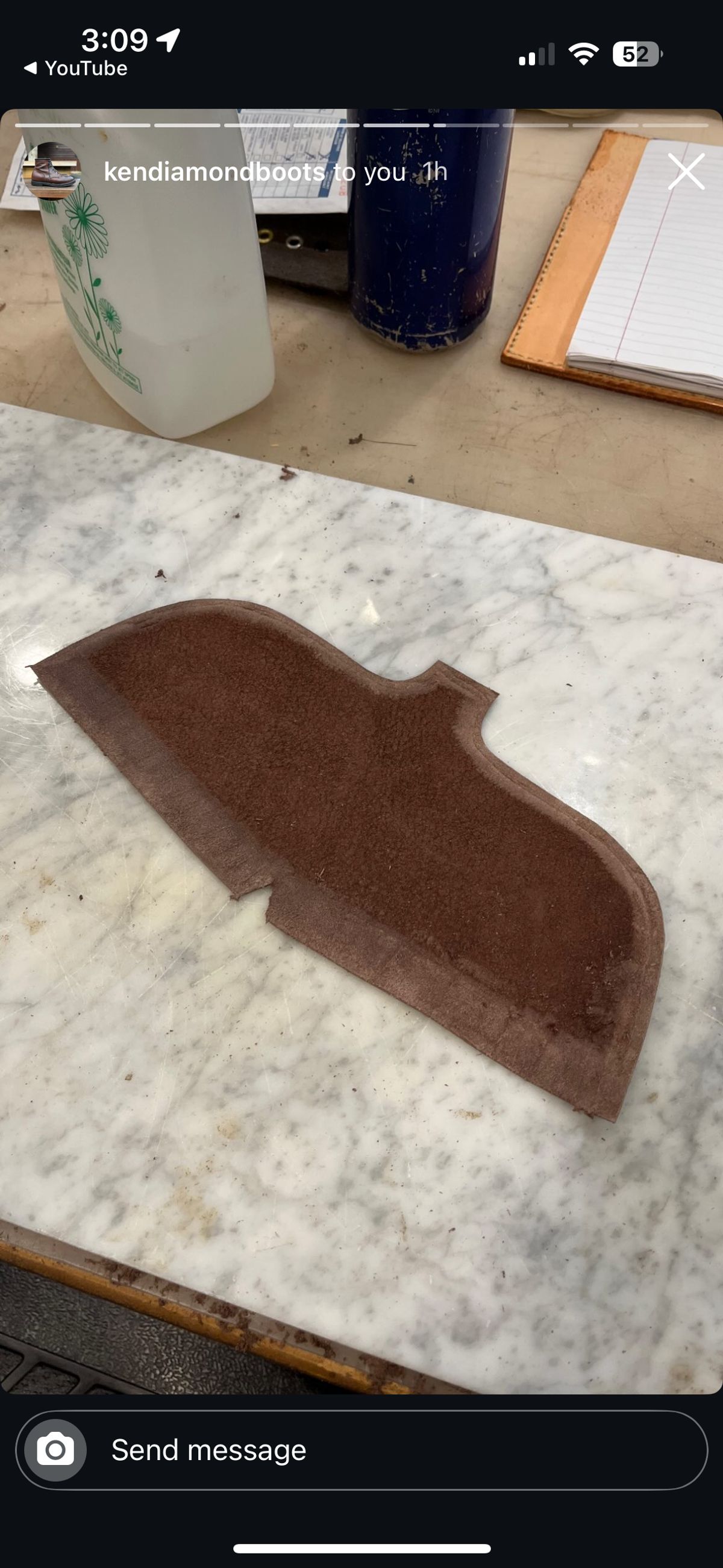 Photo by RawCordedSoul on January 29, 2025 of the Ken Diamond 1/2 Cut in Horween Dark Brown Aspen Double Horsefront.