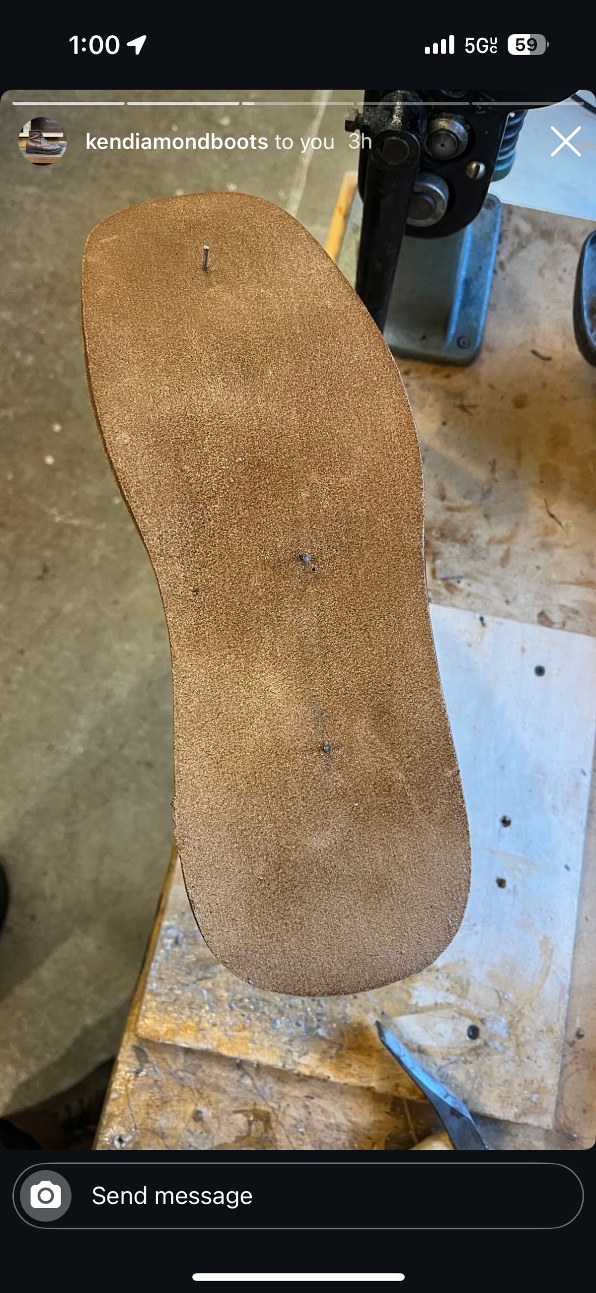 Photo by RawCordedSoul on January 7, 2025 of the Ken Diamond 1/2 Cut in Horween Dark Brown Aspen Double Horsefront.