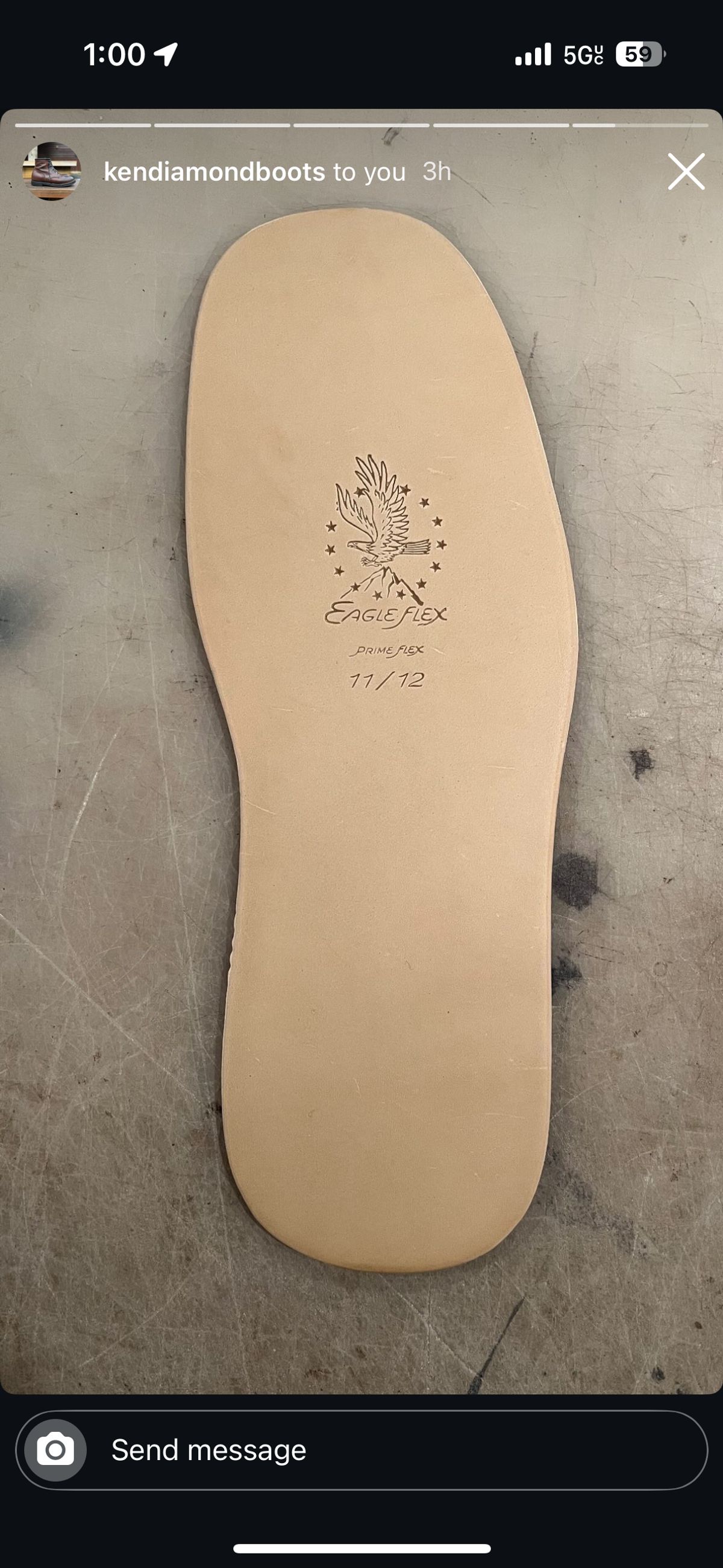 Photo by RawCordedSoul on January 7, 2025 of the Ken Diamond 1/2 Cut in Horween Dark Brown Aspen Double Horsefront.