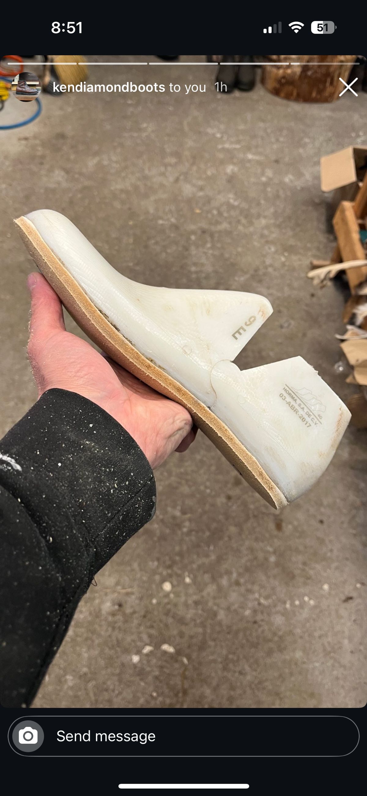 Photo by RawCordedSoul on February 4, 2025 of the Ken Diamond 1/2 Cut in Horween Dark Brown Aspen Double Horsefront.