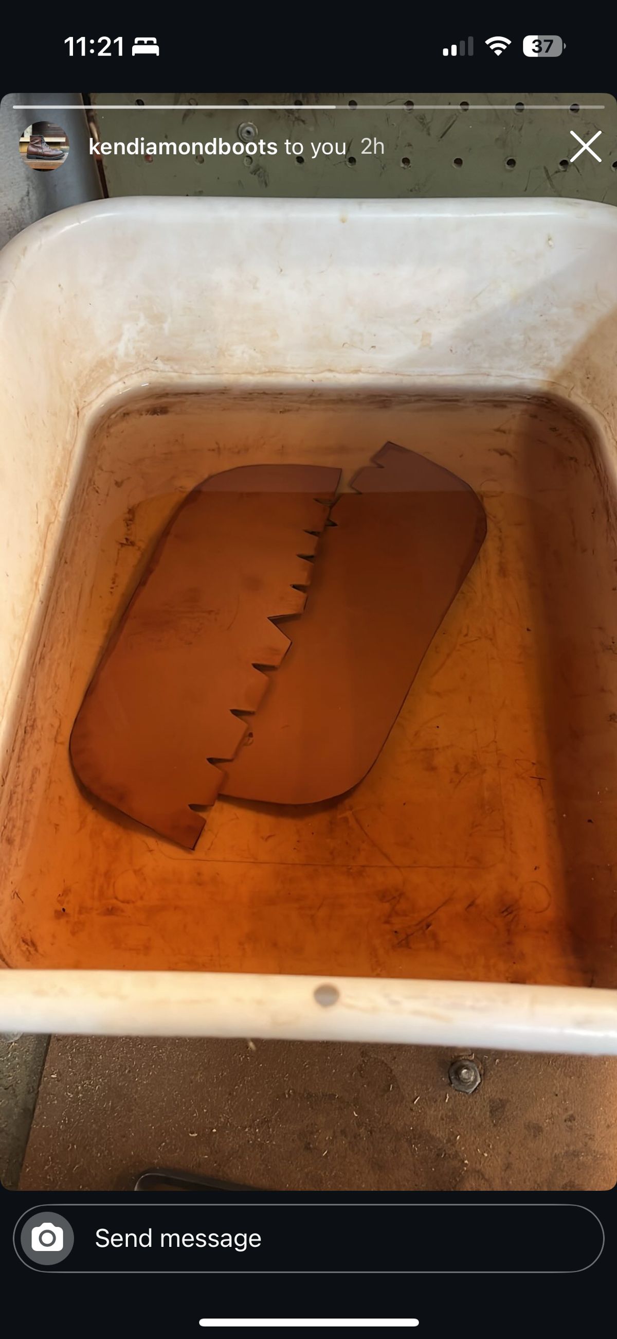 Photo by RawCordedSoul on February 4, 2025 of the Ken Diamond 1/2 Cut in Horween Dark Brown Aspen Double Horsefront.
