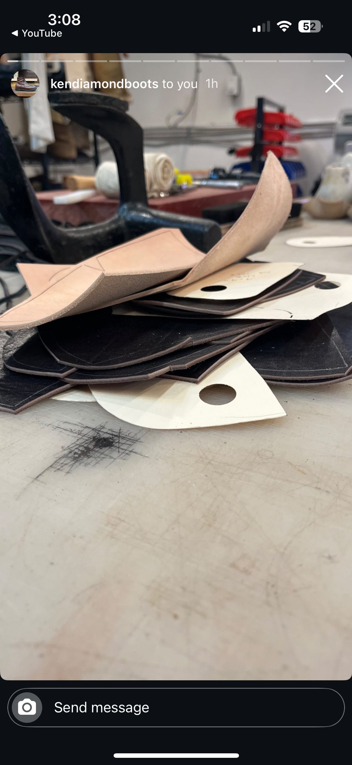 Photo by Asian on January 29, 2025 of the Ken Diamond 1/2 Cut in Horween Dark Brown Aspen Double Horsefront.