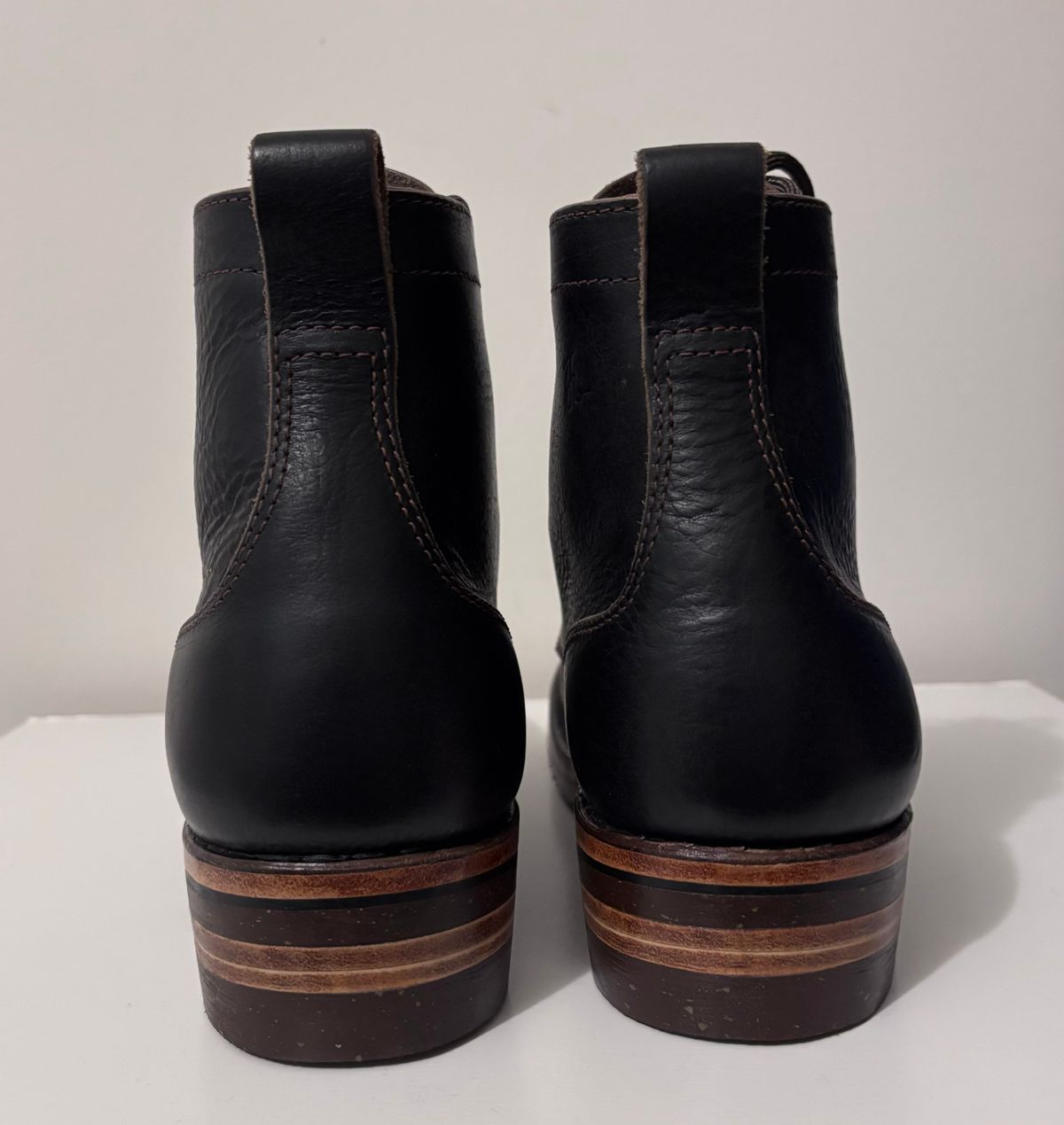 Photo by RawCordedSoul on November 9, 2024 of the BHHB Custom Model in Horween Tumbled Black Chromexcel.