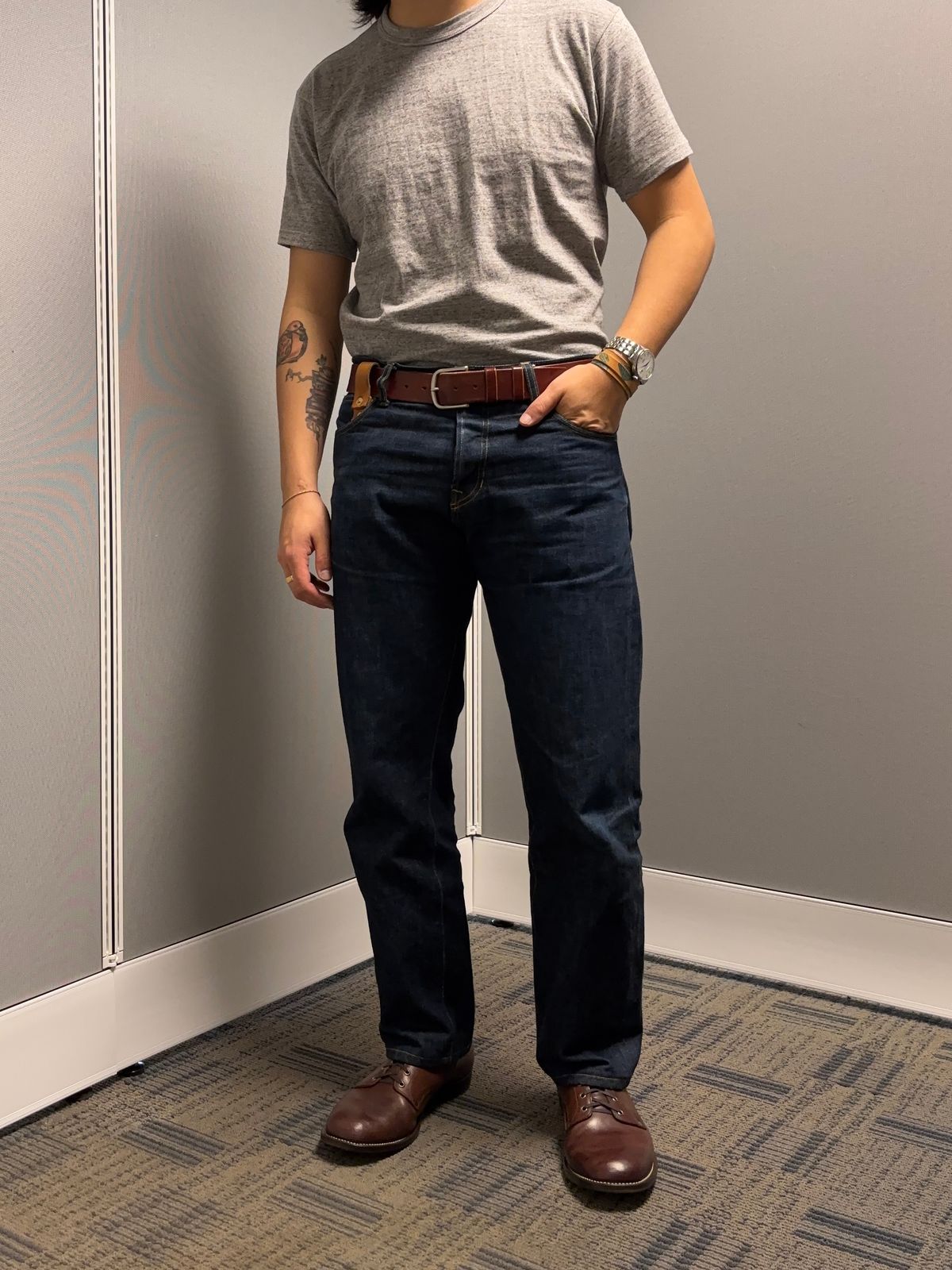 Photo by Asian on April 10, 2026 of the NF Bootmaker Milton Shoe in La Perla Azzurra Dark Brown Missouri.