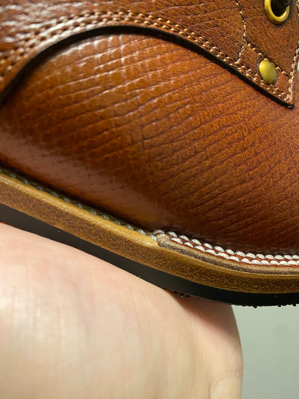 Photo by RawCordedSoul on February 17, 2024 of the Iron Boots x Østmo Type 1 in Horween Pioneer Hatchgrain.