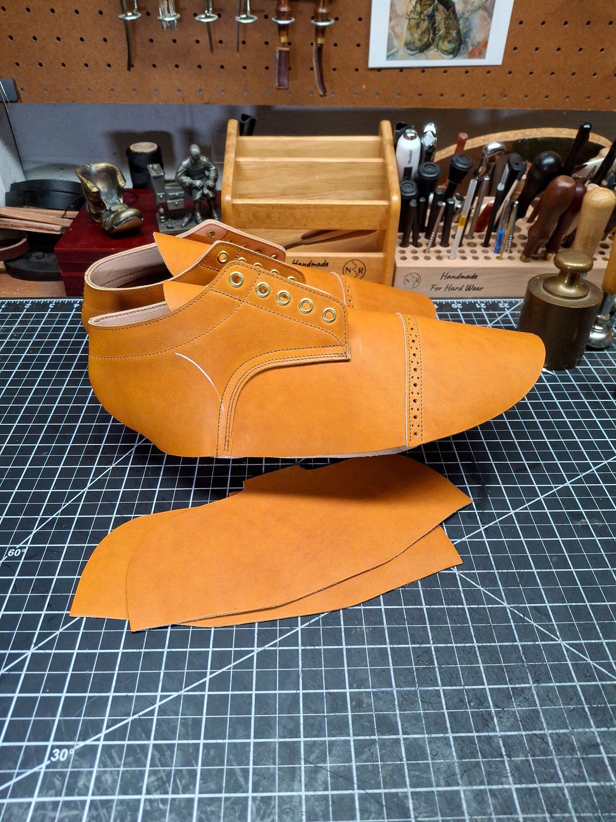 Photo by RawCordedSoul on June 8, 2025 of the New River Boot Quade in Horween X Baseball Glove, Tan.