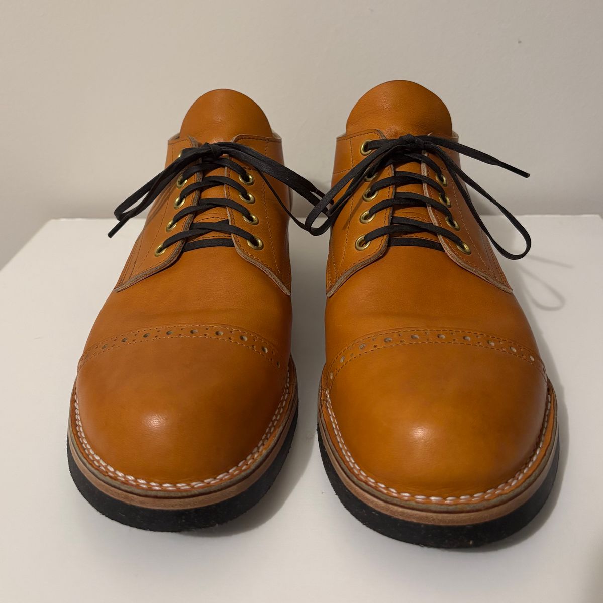 Photo by RawCordedSoul on July 14, 2025 of the New River Boot Quade in Horween X Baseball Glove, Tan.