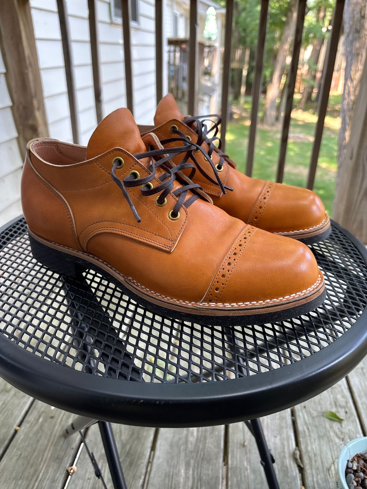 Photo by RawCordedSoul on August 10, 2025 of the New River Boot Quade in Horween X Baseball Glove, Tan.