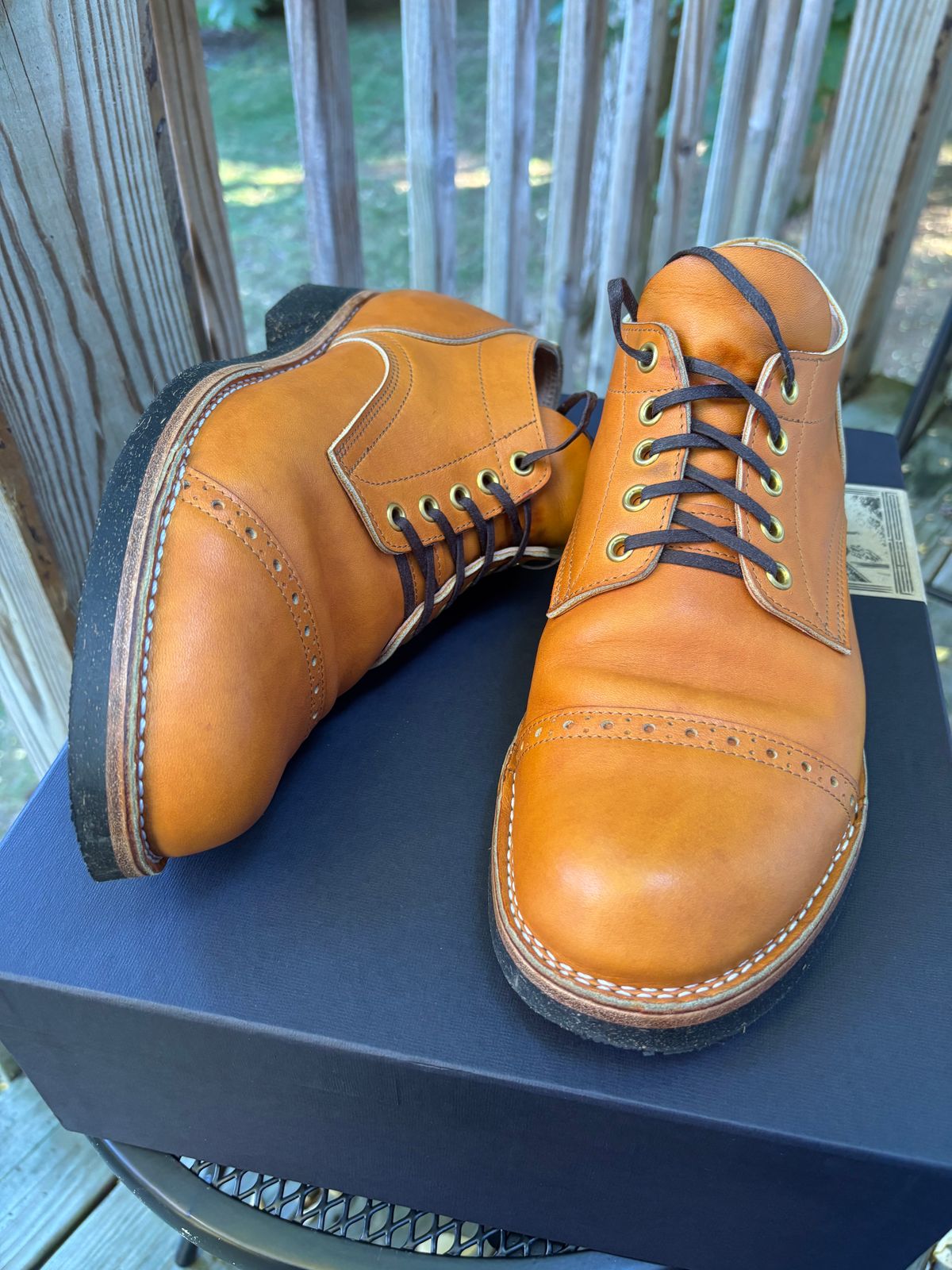 Photo by Asian on August 21, 2025 of the New River Boot Quade in Horween X Baseball Glove, Tan.