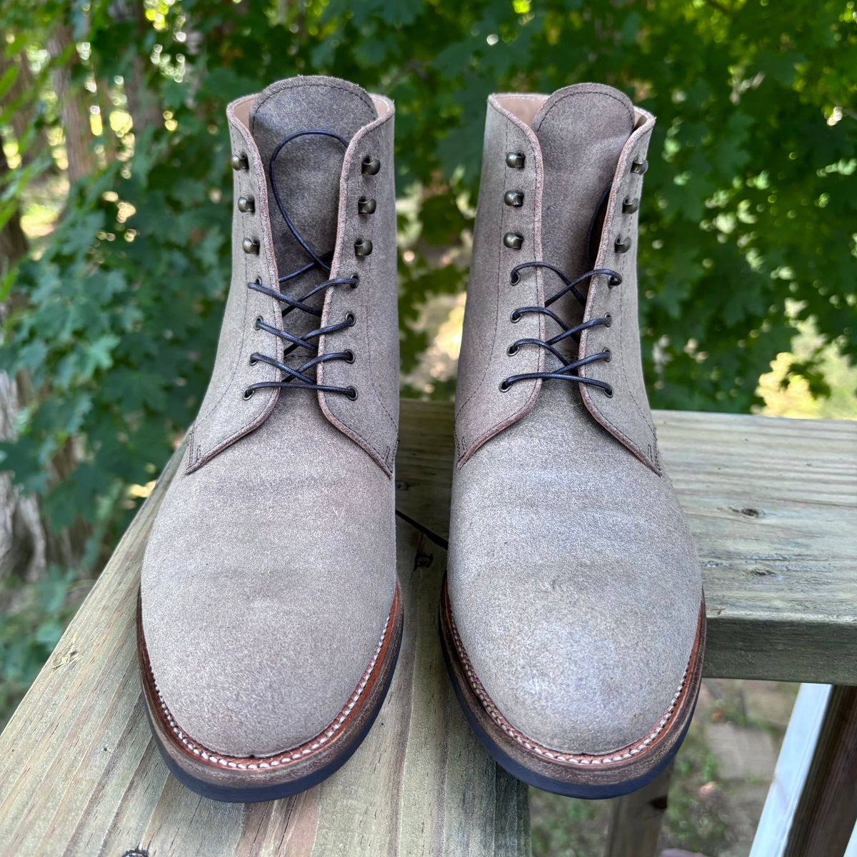 Photo by BootsAndBooks on September 11, 2024 of the Rider Boot Co. Dundalk in Lo Stivale Olive Reverso Calf.