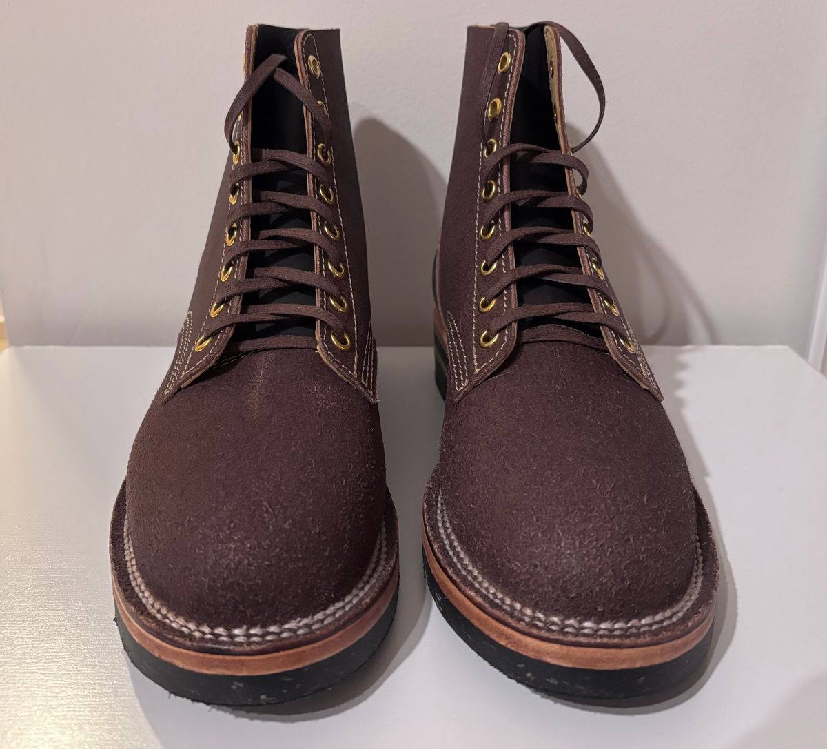 Photo by RawCordedSoul on October 1, 2024 of the Oldspeed Boondockers in Wickett & Craid Brown English Bridle Reverse.