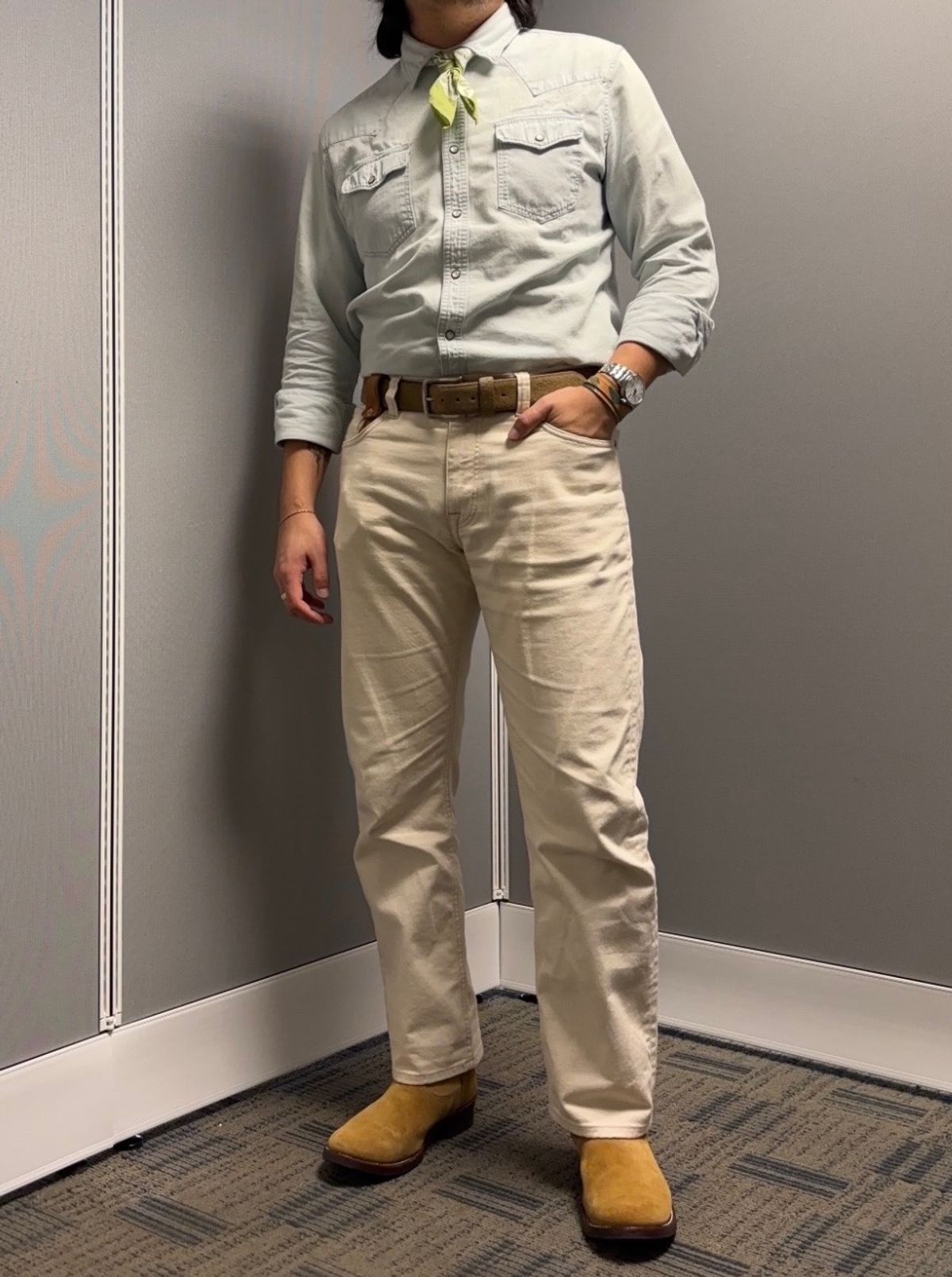 Photo by Asian on April 1, 2026 of the Addict Boots AB-05 Zip Western Boots in Tan Steerhide Roughout.