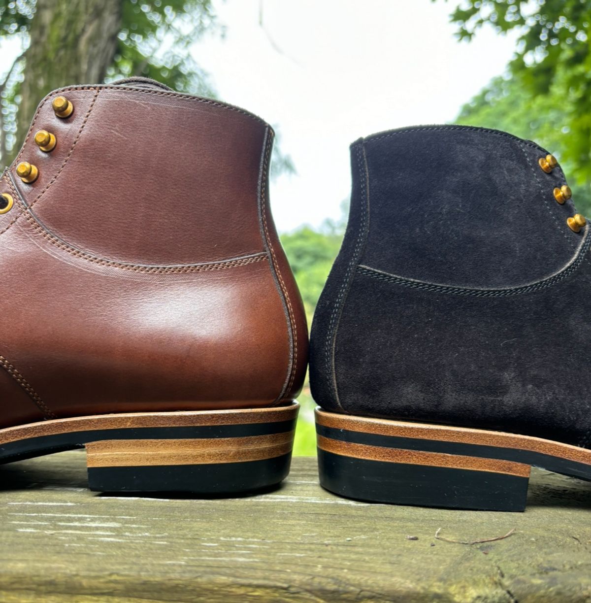 Photo by BootsAndBooks on August 30, 2024 of the Iron Boots x Østmo Type 1 in Italian Black Roughout.