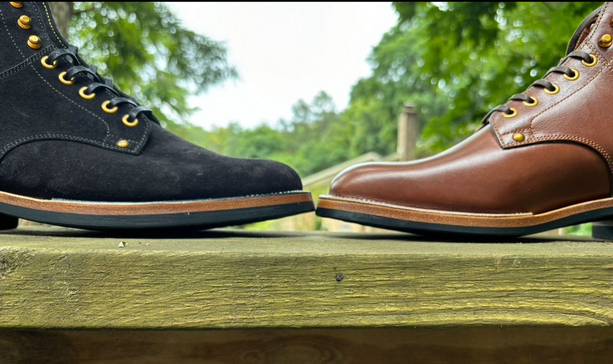 Photo by Asian on August 30, 2024 of the Iron Boots x Østmo Type 1 in Italian Black Roughout.