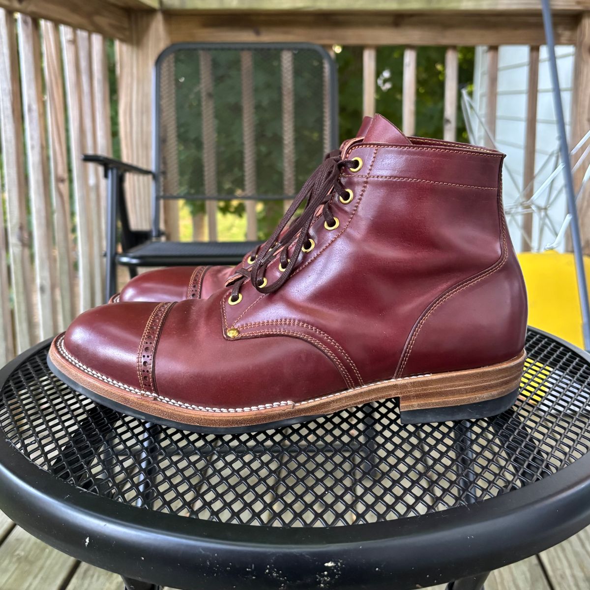 Photo by RawCordedSoul on August 11, 2025 of the Iron Boots Devil Dog in Maryam Ruggine Shell Cordovan.