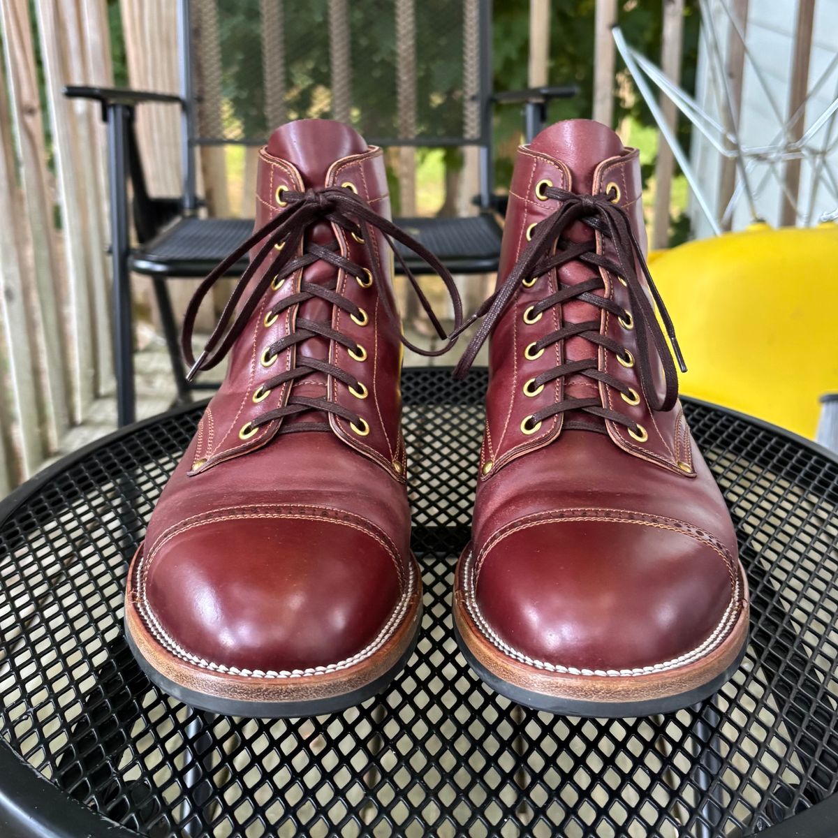 Photo by RawCordedSoul on August 11, 2025 of the Iron Boots Devil Dog in Maryam Ruggine Shell Cordovan.