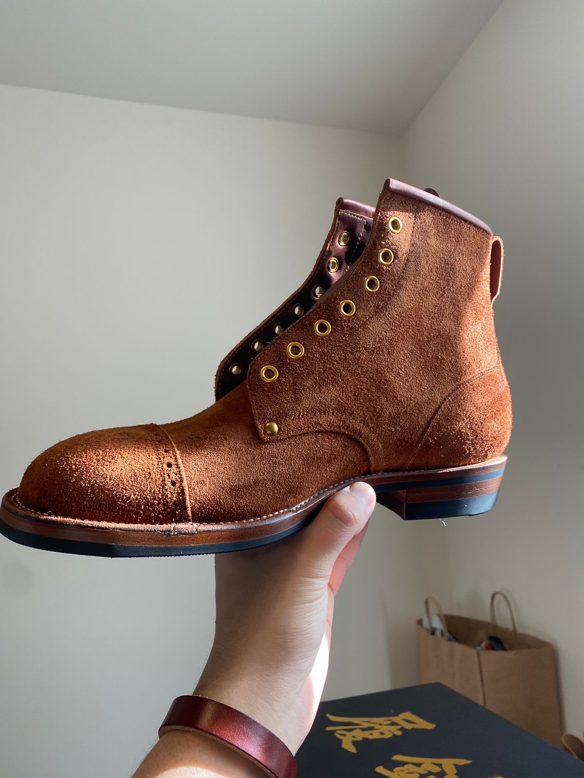 Photo by RawCordedSoul on February 17, 2024 of the Iron Boots The Chosen One in Sb Foot Roughout.