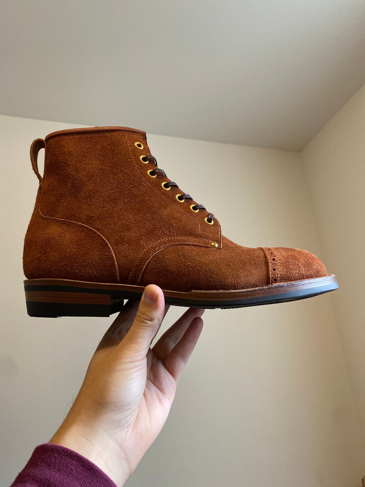 Photo by RawCordedSoul on February 19, 2024 of the Iron Boots The Chosen One in Sb Foot Roughout.
