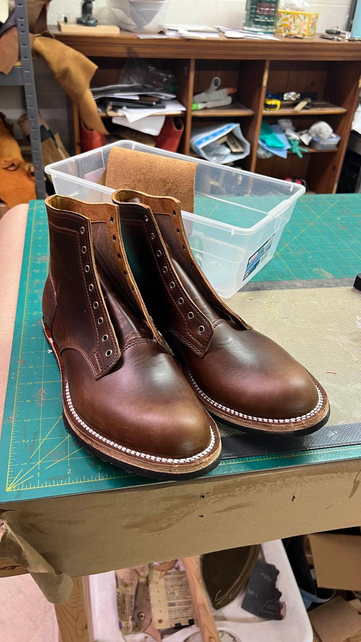 Photo by RawCordedSoul on July 27, 2025 of the Oldspeed Service Boot 6” in Horween Brown Chromexcel Horsehide.