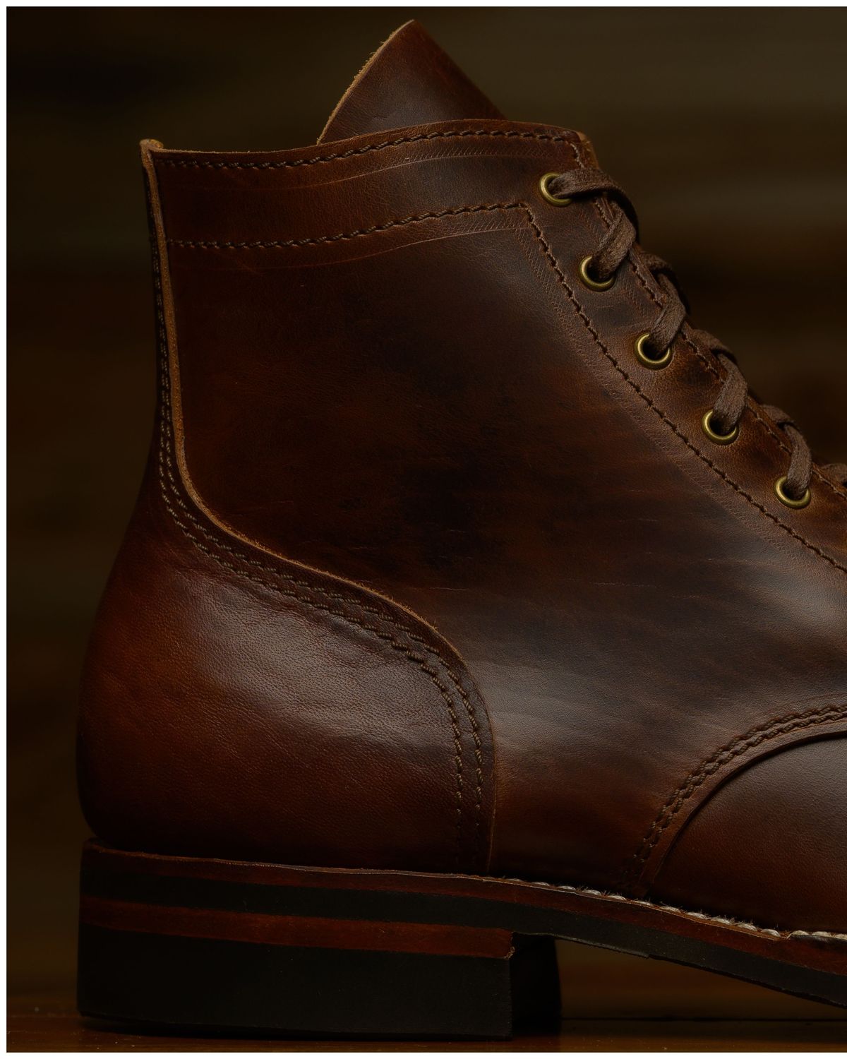 Photo by RawCordedSoul on August 11, 2025 of the Oldspeed Service Boot 6” in Horween Brown Chromexcel Horsehide.