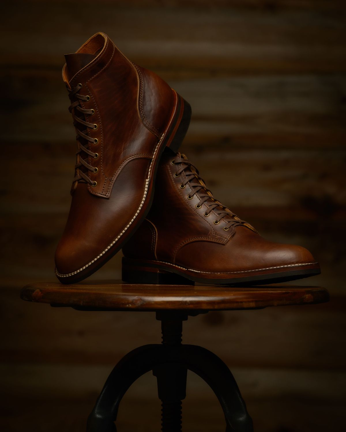Photo by RawCordedSoul on August 11, 2025 of the Oldspeed Service Boot 6” in Horween Brown Chromexcel Horsehide.
