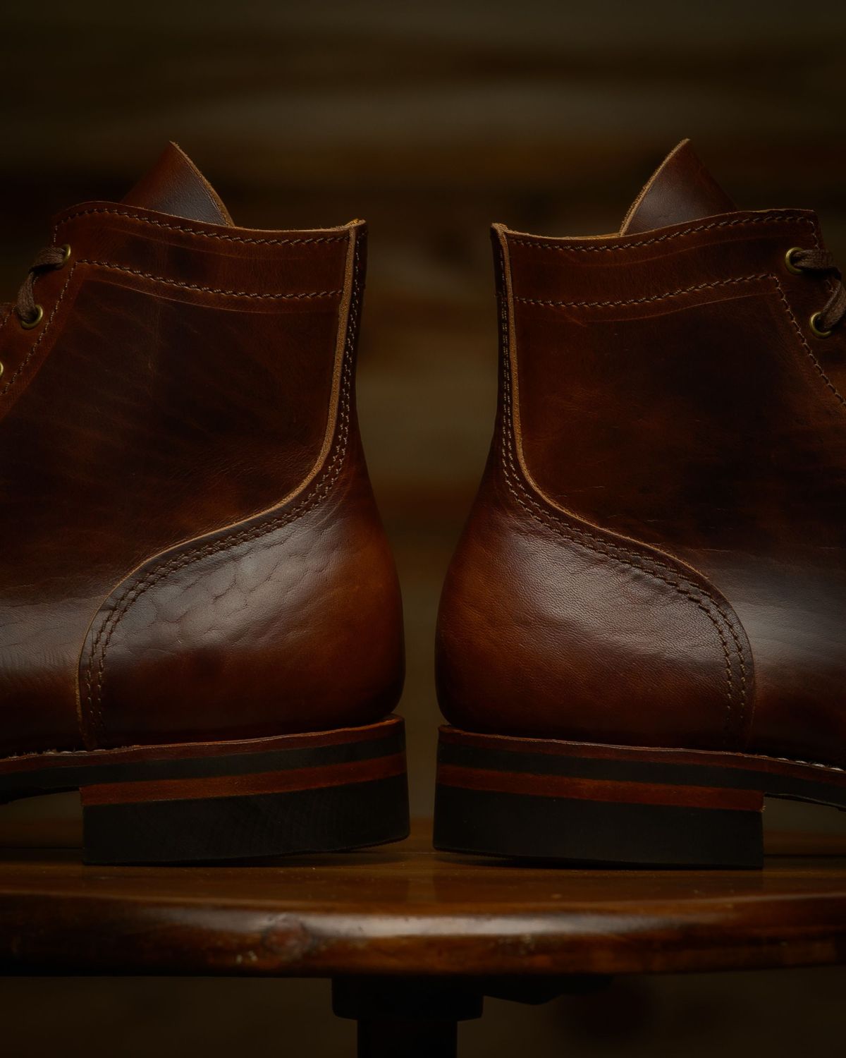 Photo by RawCordedSoul on August 11, 2025 of the Oldspeed Service Boot 6” in Horween Brown Chromexcel Horsehide.