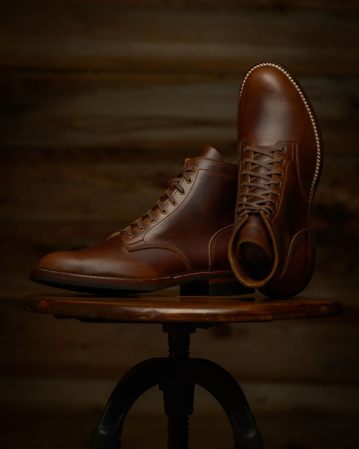 Photo by RawCordedSoul on August 11, 2025 of the Oldspeed Service Boot 6” in Horween Brown Chromexcel Horsehide.