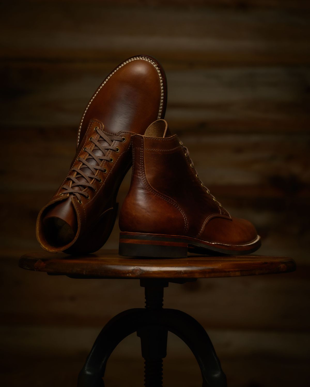 Photo by RawCordedSoul on August 11, 2025 of the Oldspeed Service Boot 6” in Horween Brown Chromexcel Horsehide.