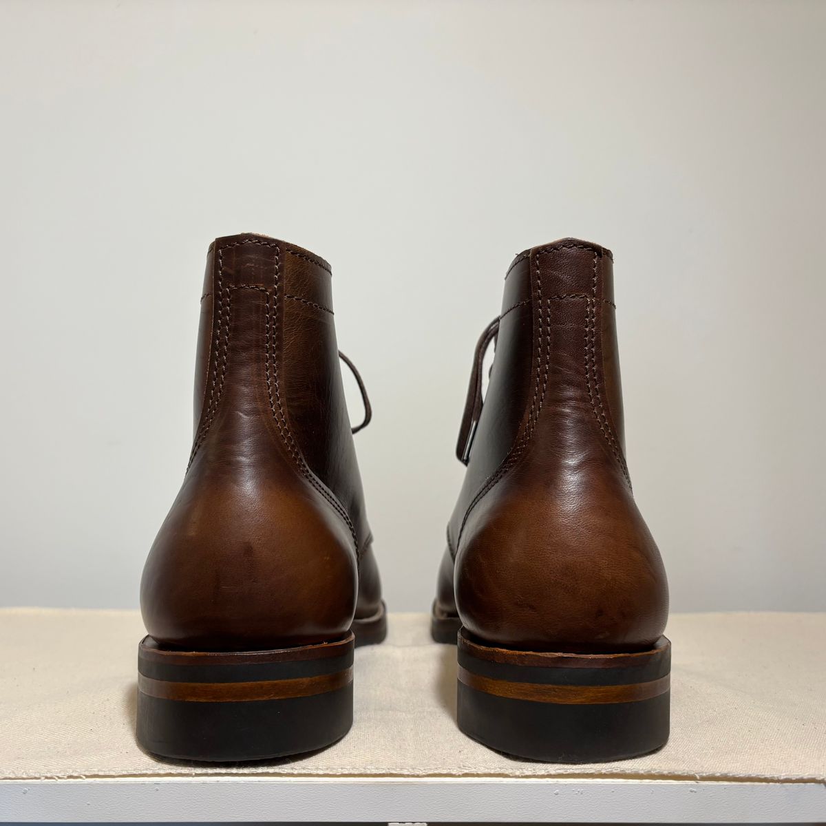Photo by RawCordedSoul on September 29, 2025 of the Oldspeed Service Boot 6” in Horween Brown Chromexcel Horsehide.