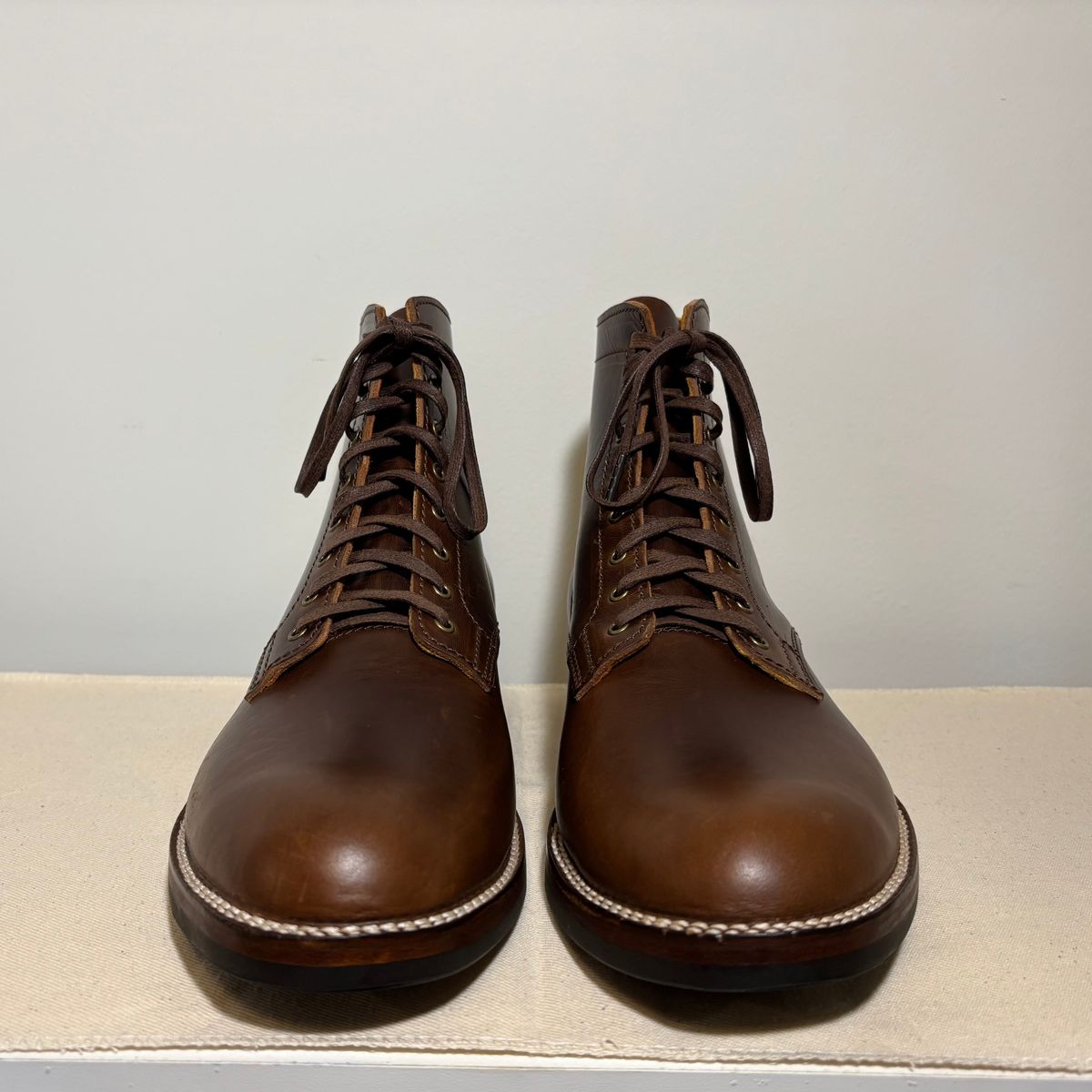 Photo by RawCordedSoul on September 29, 2025 of the Oldspeed Service Boot 6” in Horween Brown Chromexcel Horsehide.